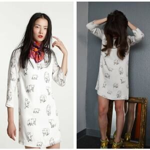 Anthropologie Leah Reena Goren Artic Mini Dress Polar Bear Size 0